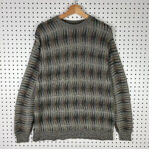 Haggar Brown Tan Knit Sweater Medium Chunky Coogi‎ Style Grandpa 90s Golf Crew